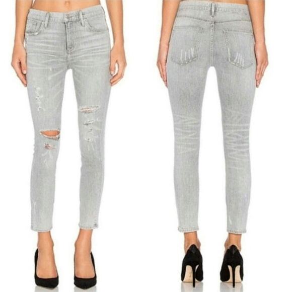 AGOLDE Feel Good High Rise Distressed Skinny Slim Denim Jean Light Gray Size 29 - Picture 6 of 16
